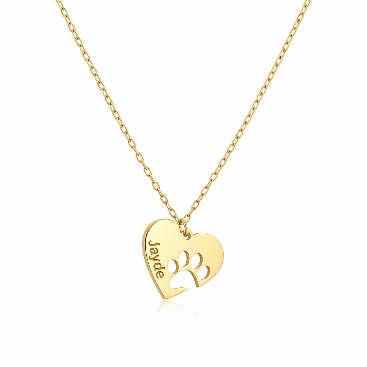 Paw Print Name Necklace with Heart