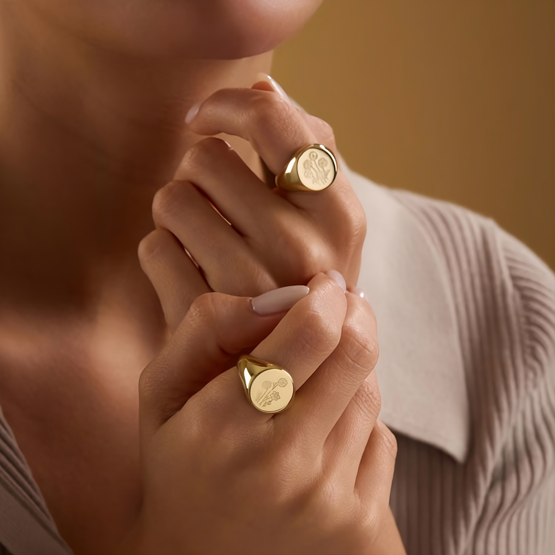 Birth Flower Gold Ring