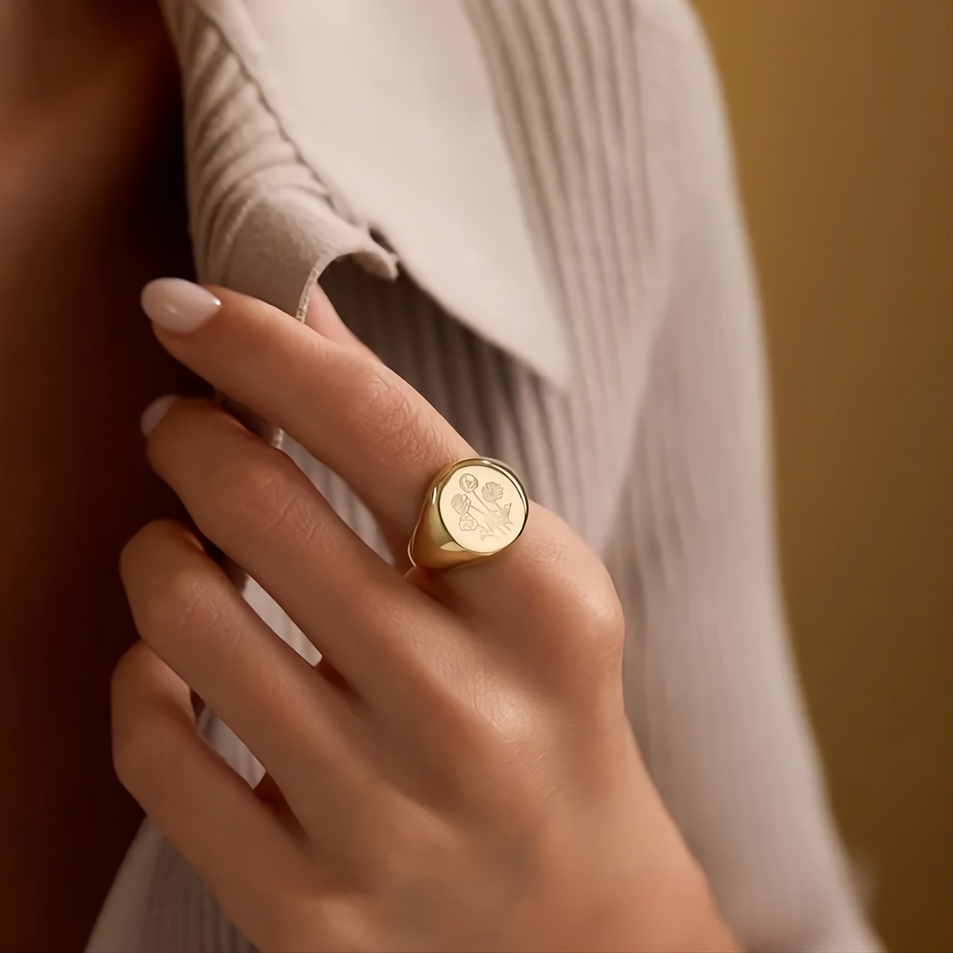 Birth Flower Gold Ring