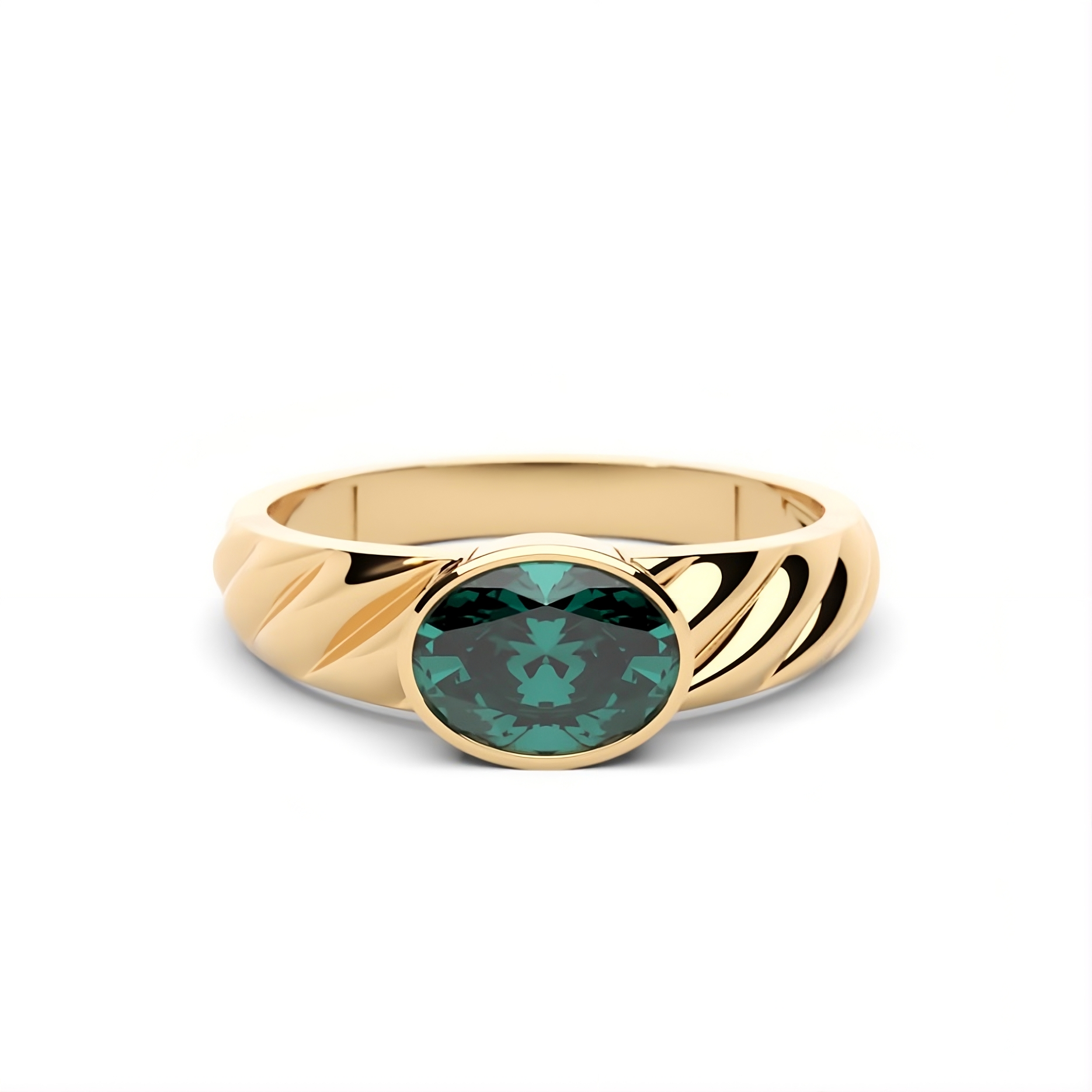 Round Green Stone Ring