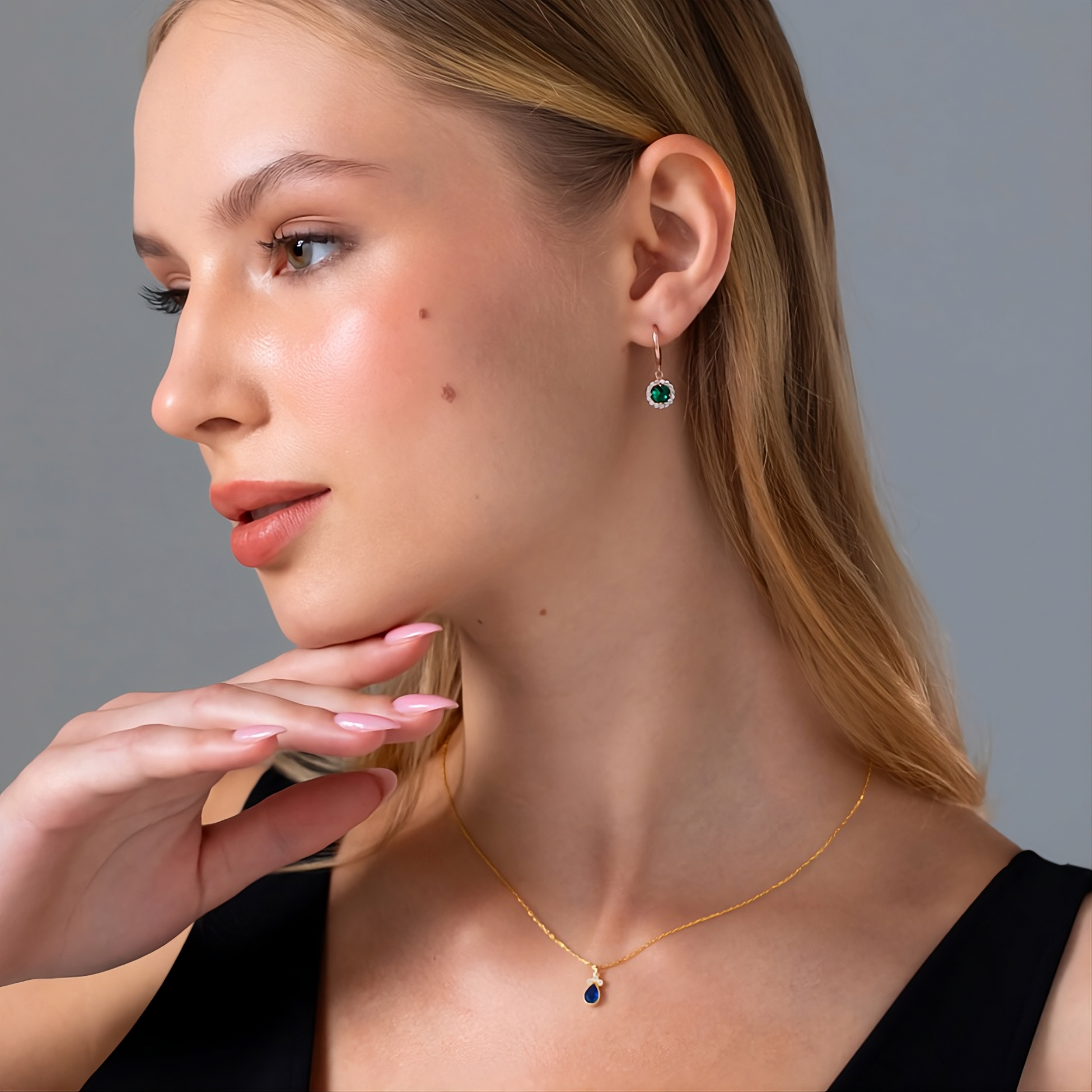 Crystal Dangling Gemstone Earring