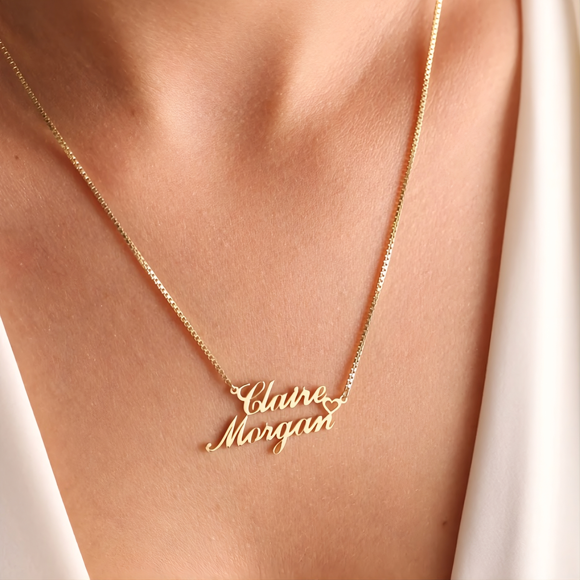 Two Names Necklace with Heart