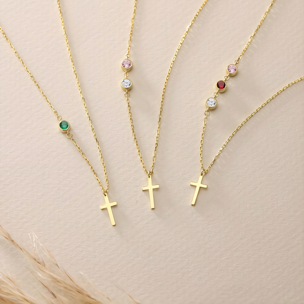 Birthstones Cross Necklace
