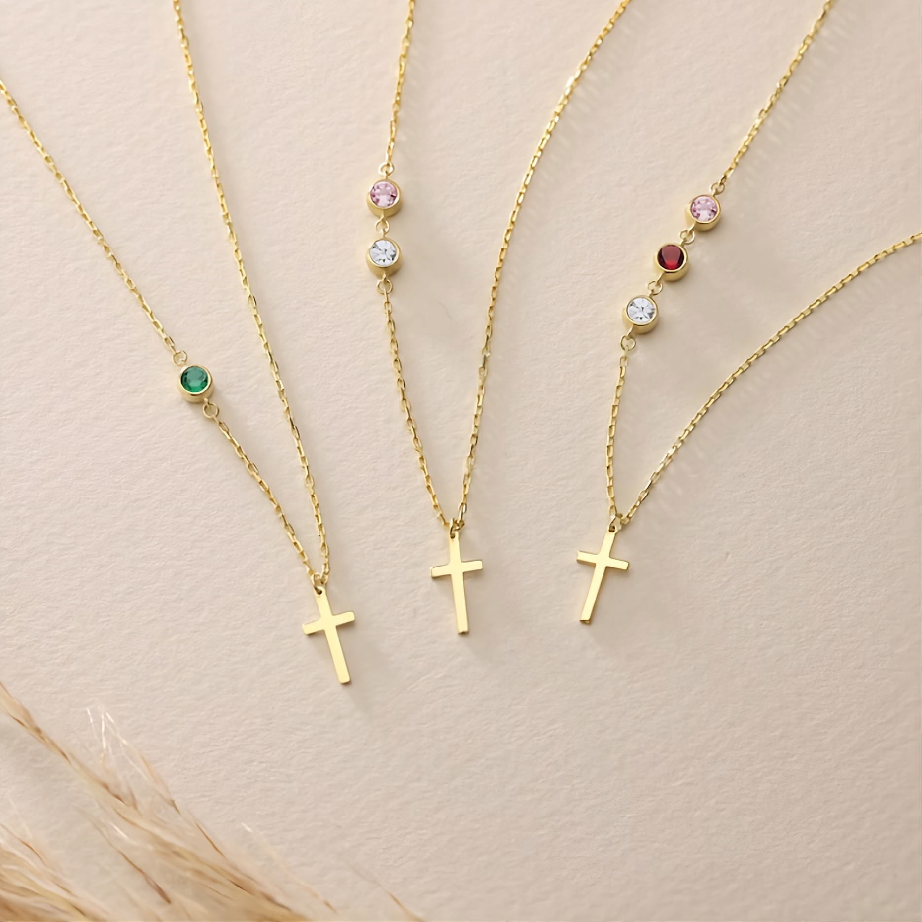 Birthstones Cross Necklace
