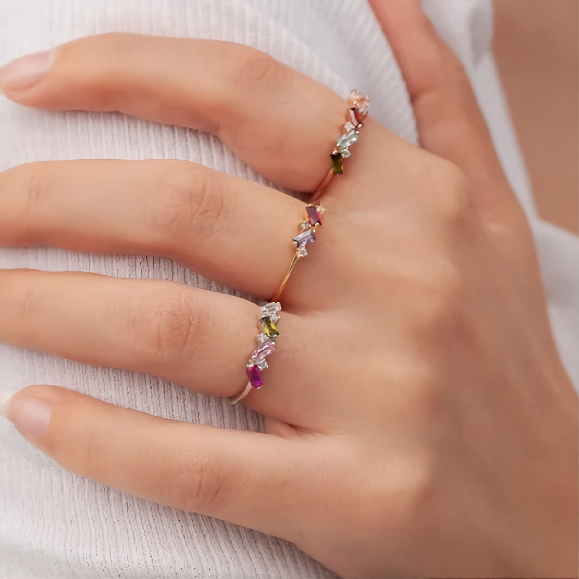 Birthstone Baguette Ring