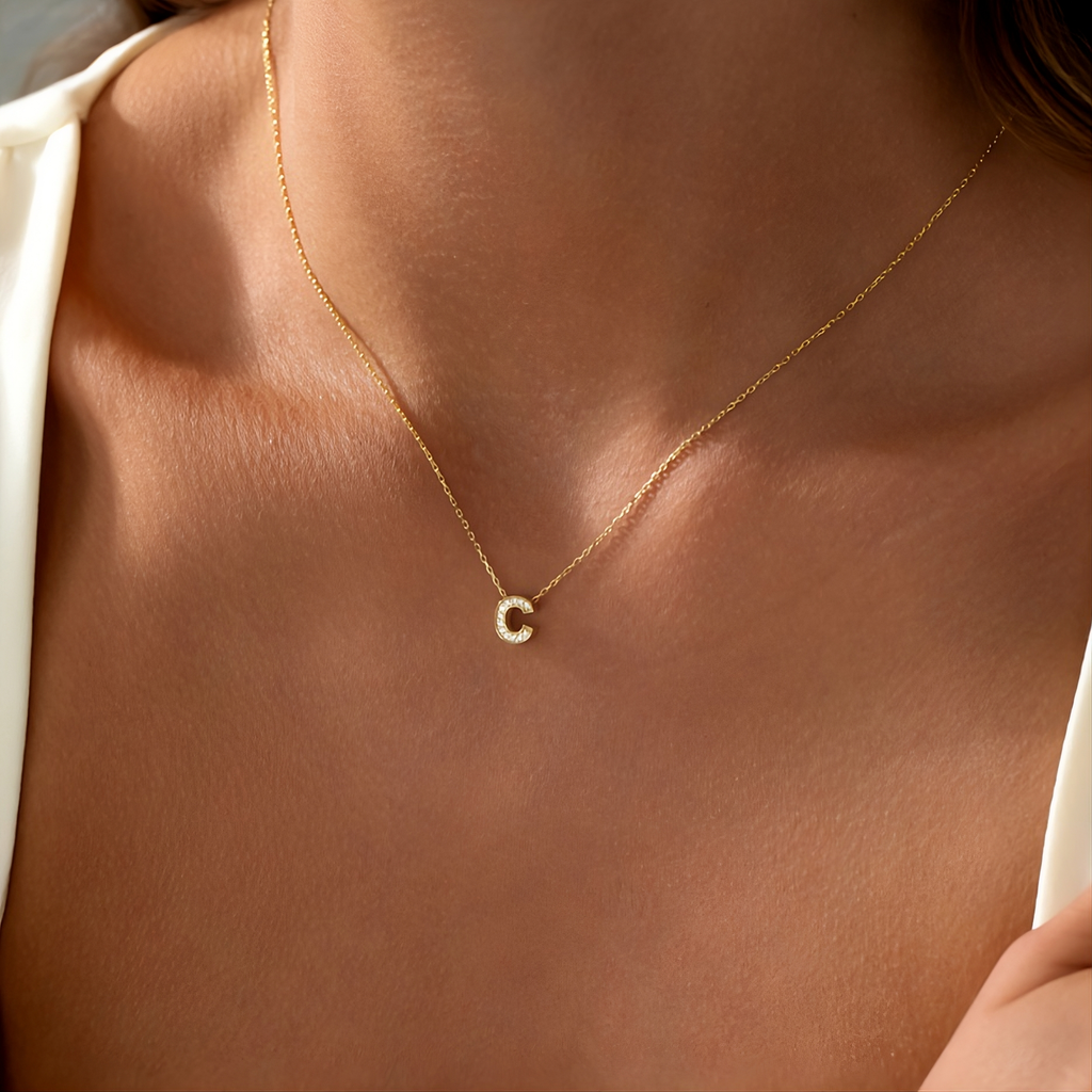 Pave Initial Necklace