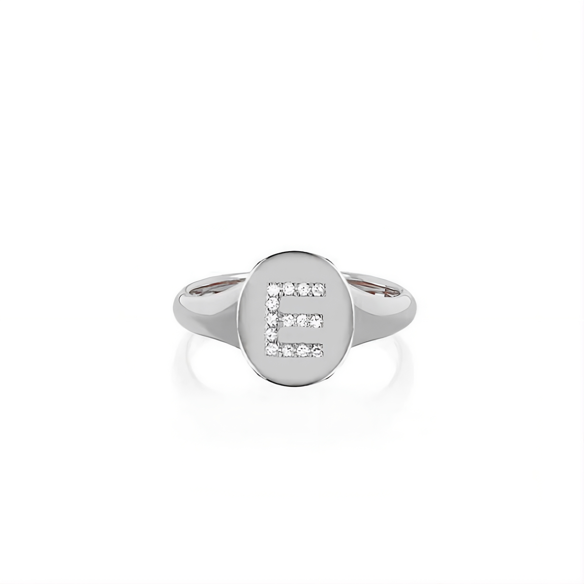Oval Diamond Initial Ring