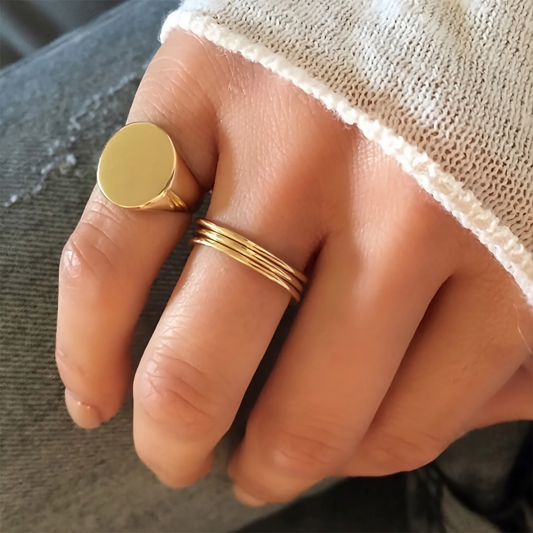 14K Solid Gold Bezel Ring