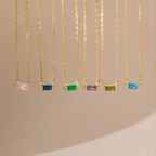 Baguette Birthstone Necklace