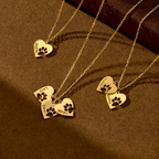 Paw Print Name Necklace with Heart