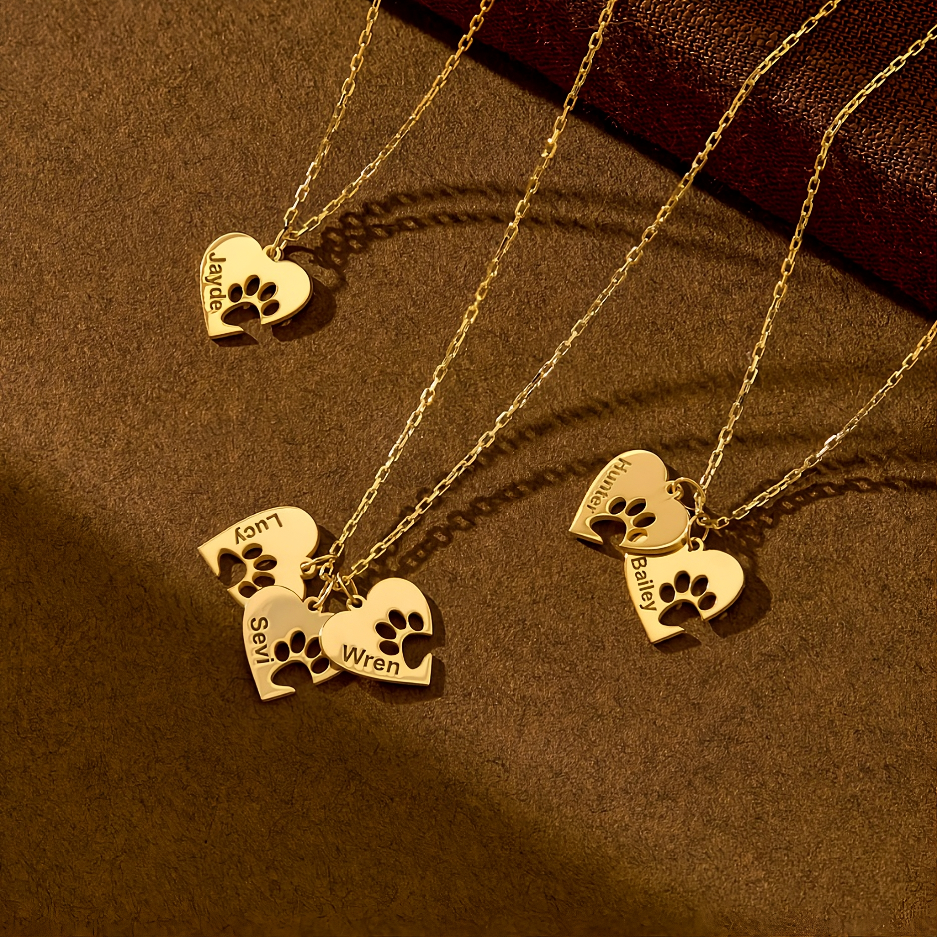 Paw Print Name Necklace with Heart
