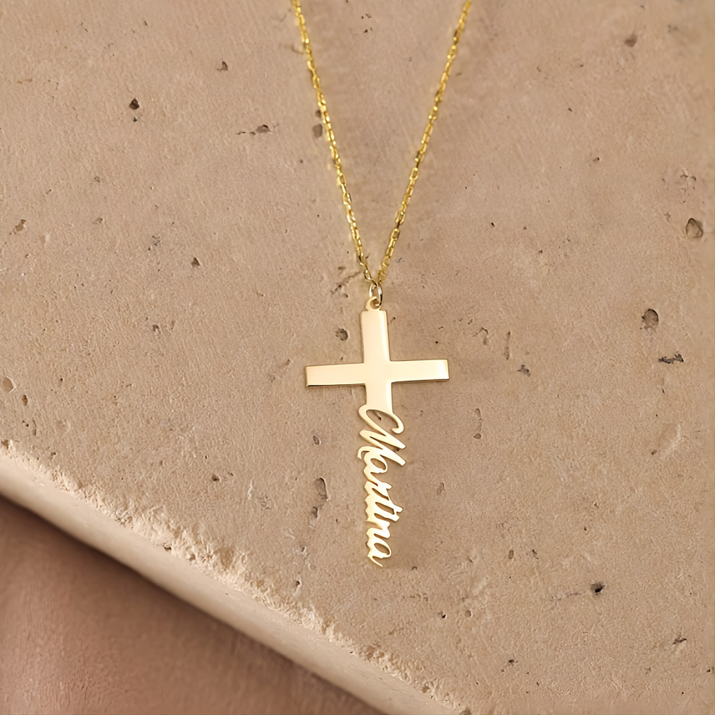 Cross Necklace with Name