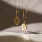 Oval Birth Flower Necklace