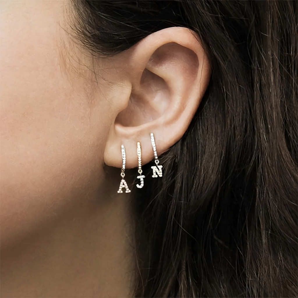 Initials Hoop Earring