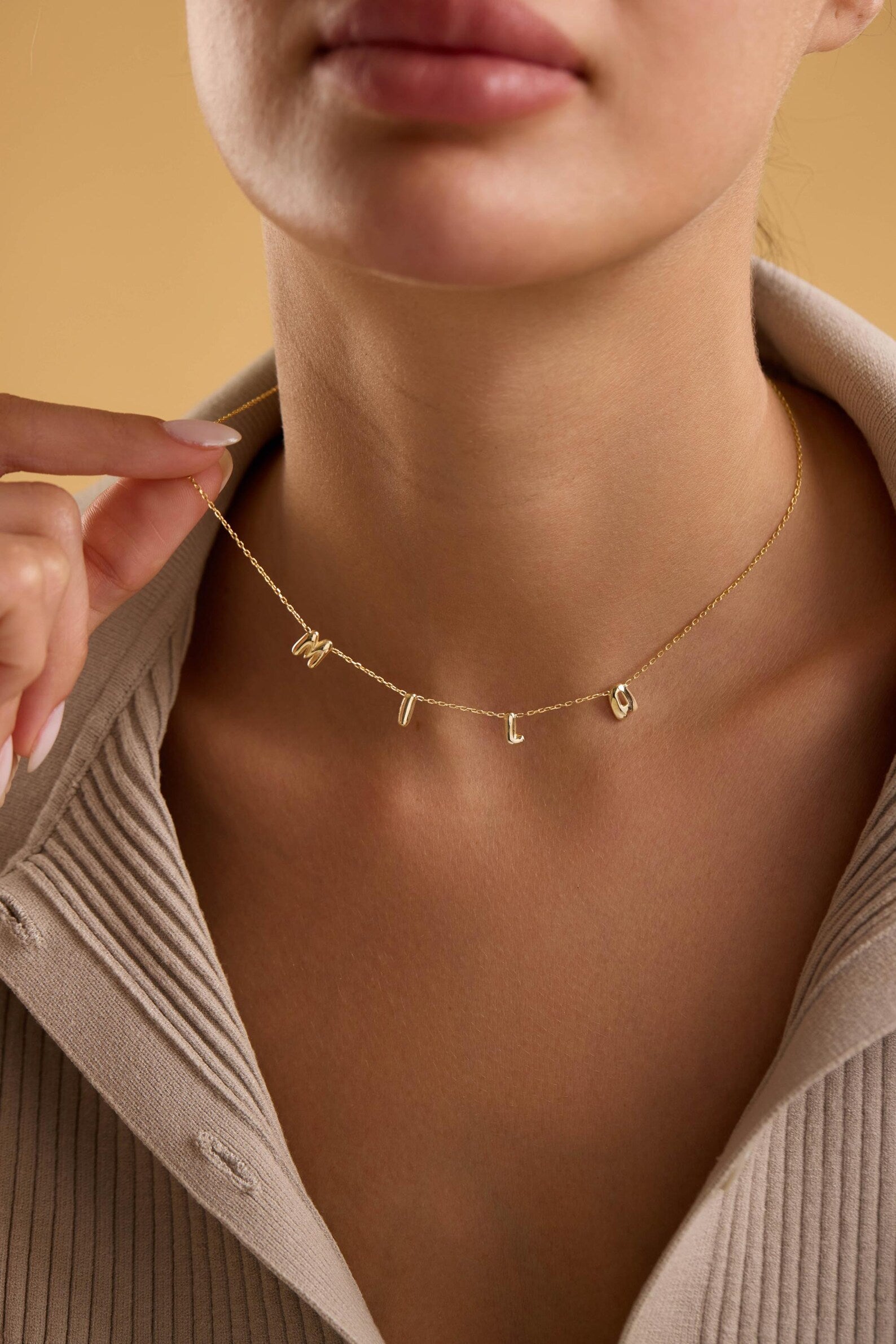 Bubble Letter Initial Pendant