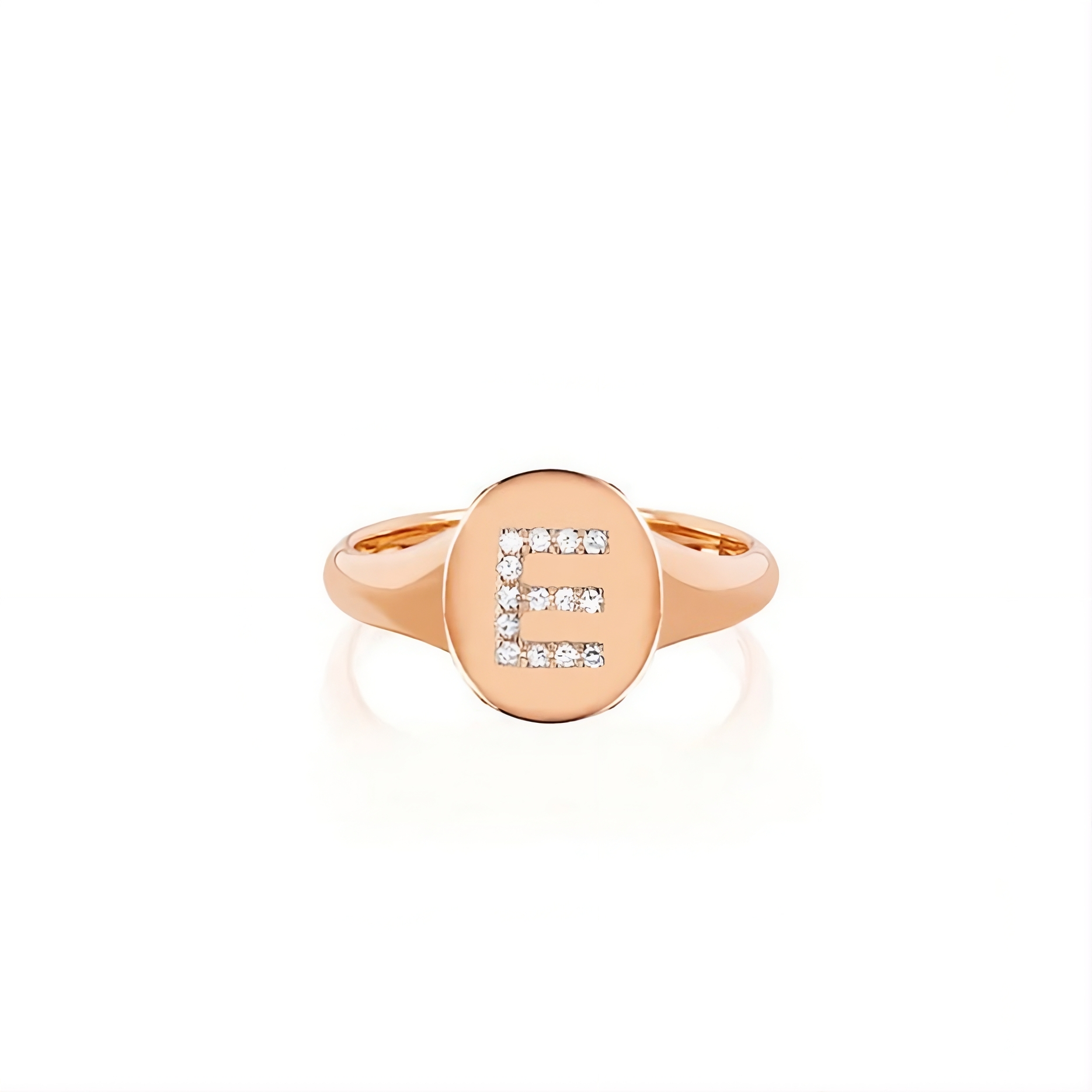 Oval Diamond Initial Ring