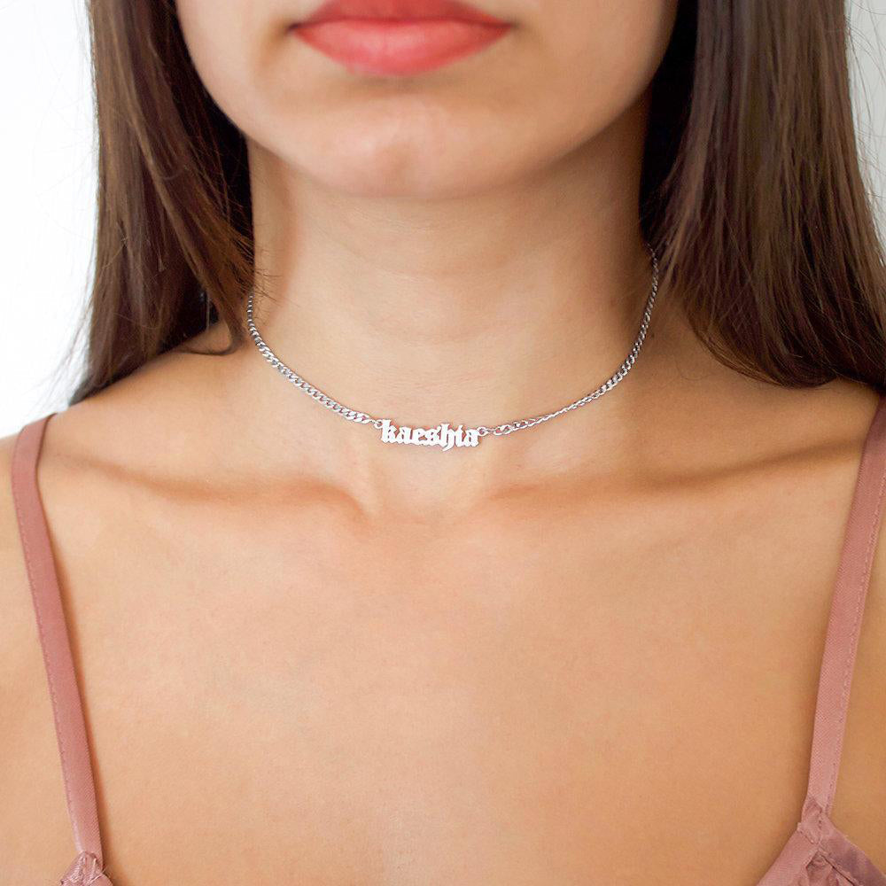 14k Solid Gold Gothic Name Necklace