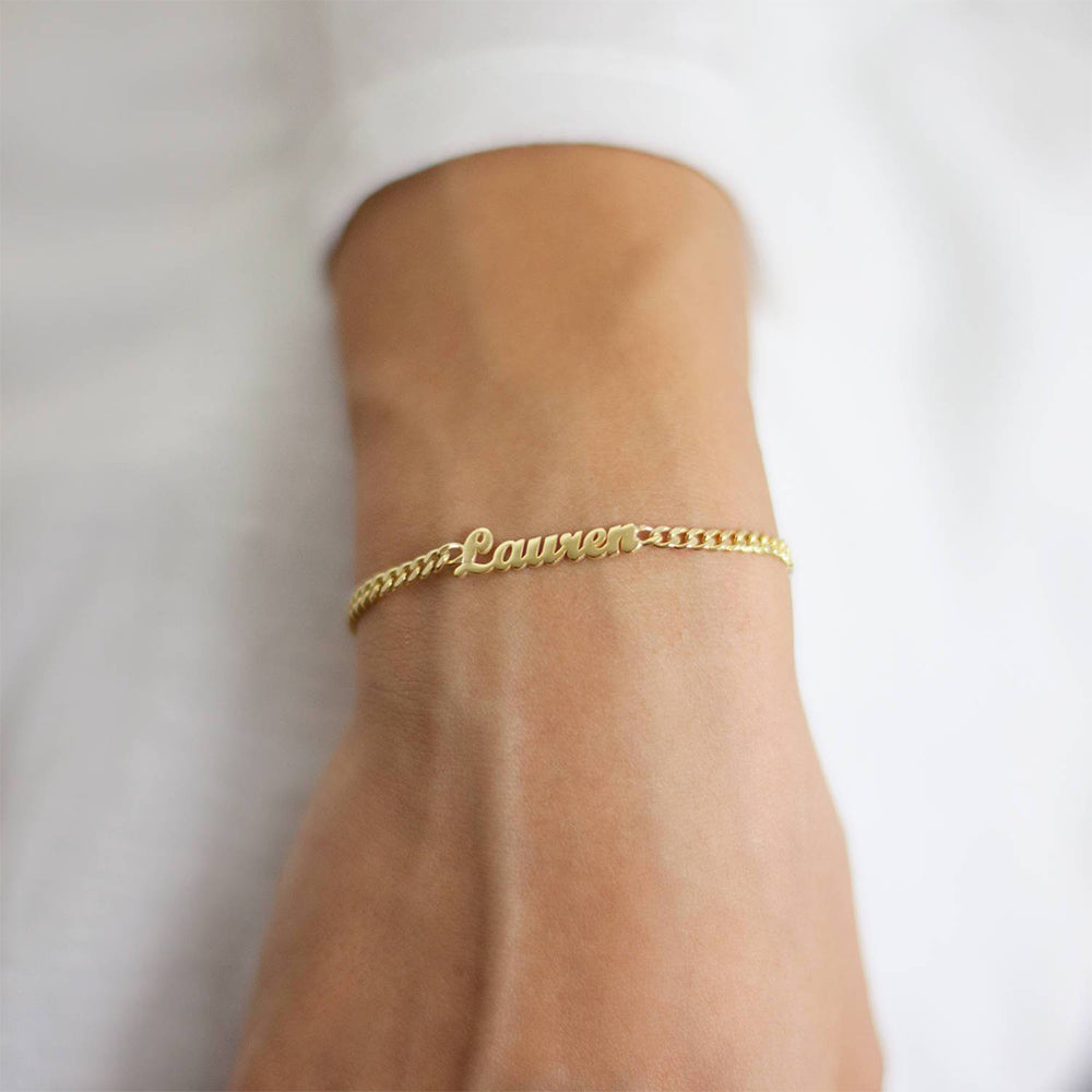 Name Bracelet with Curb Chain