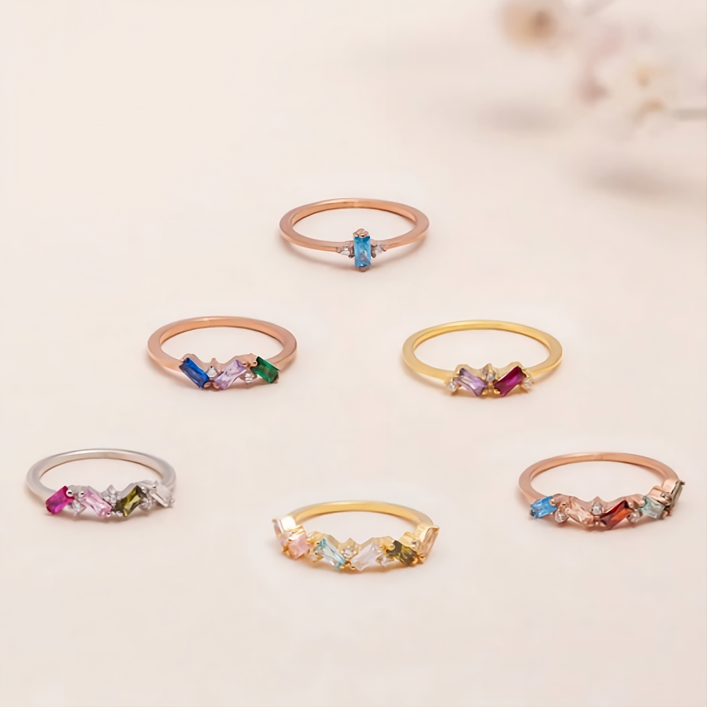 Birthstone Baguette Ring