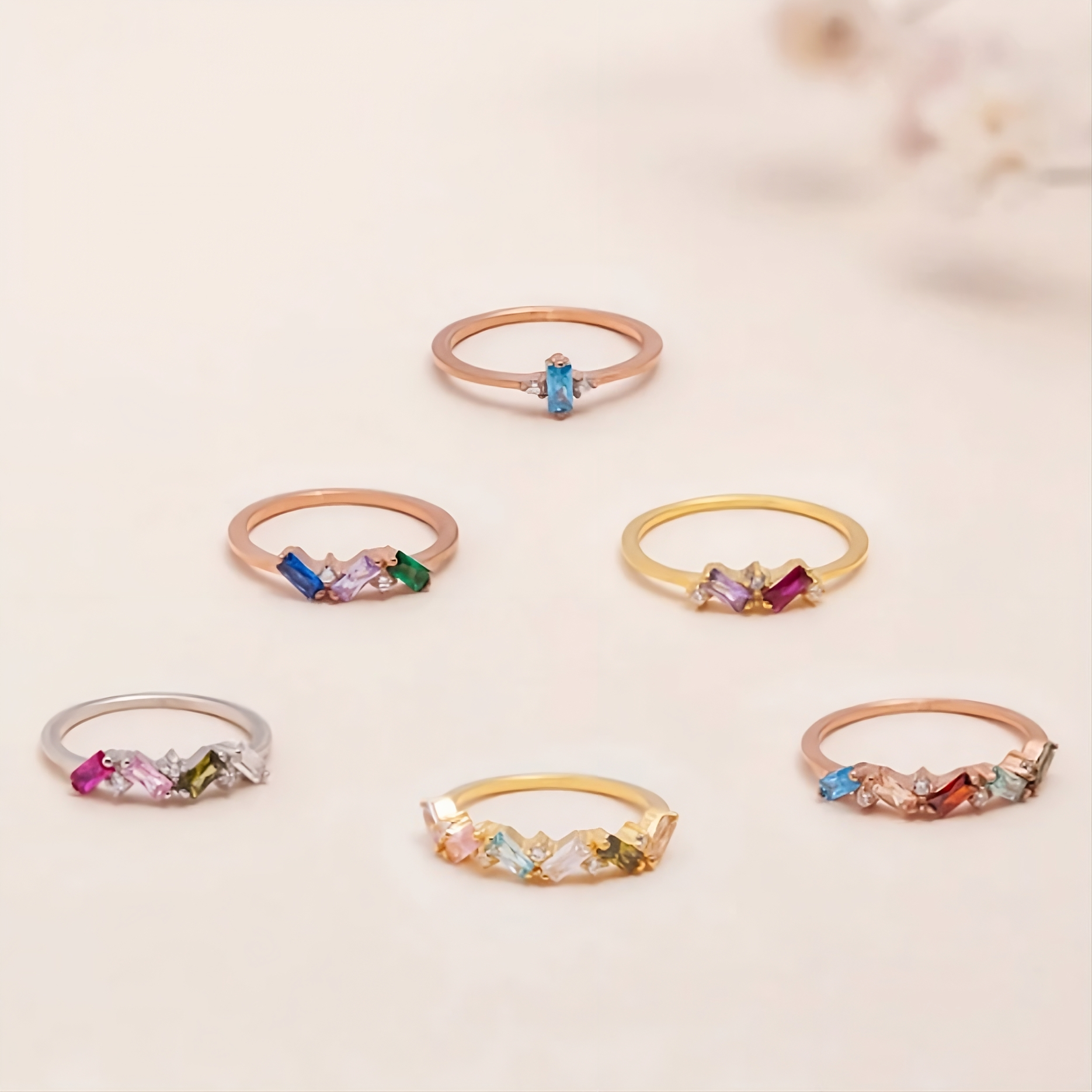 Birthstone Baguette Ring