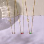 Initial Baguette Birthstone Necklace