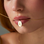 Oval Birth Flower Necklace