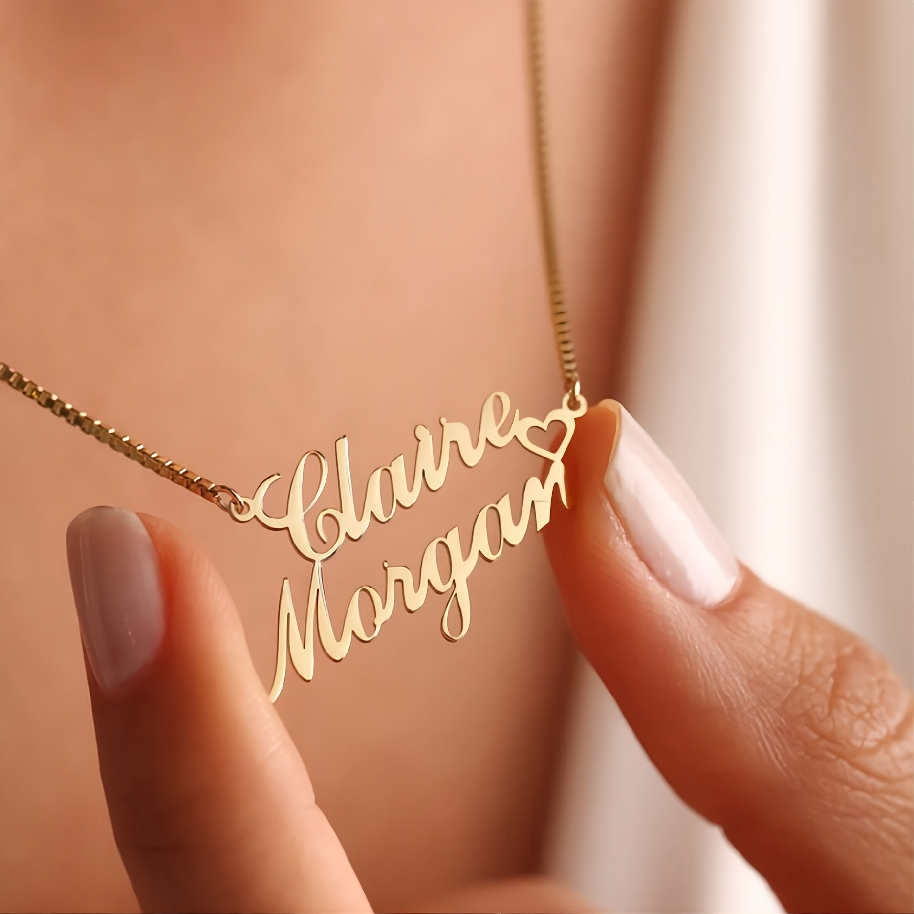 Two Names Necklace with Heart
