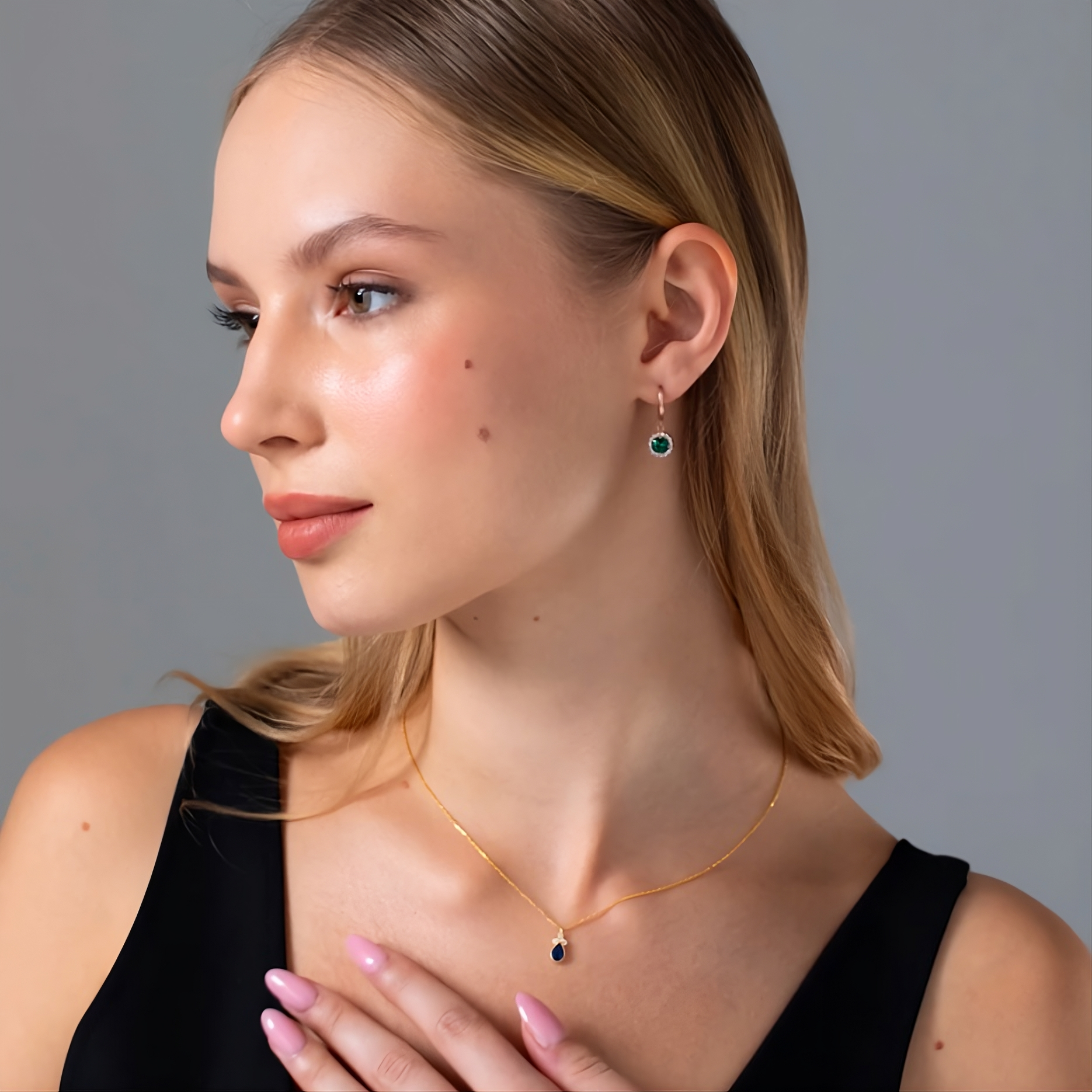 Crystal Dangling Gemstone Earring