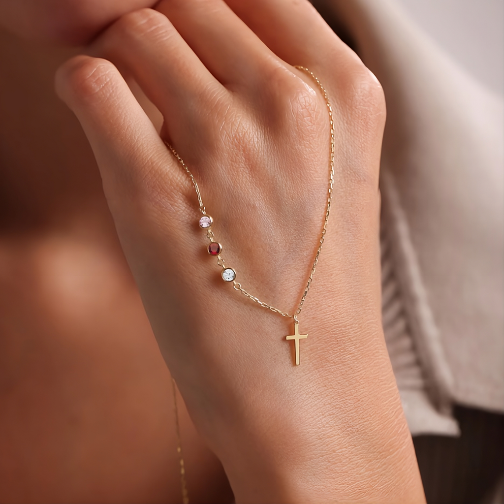 Birthstones Cross Necklace