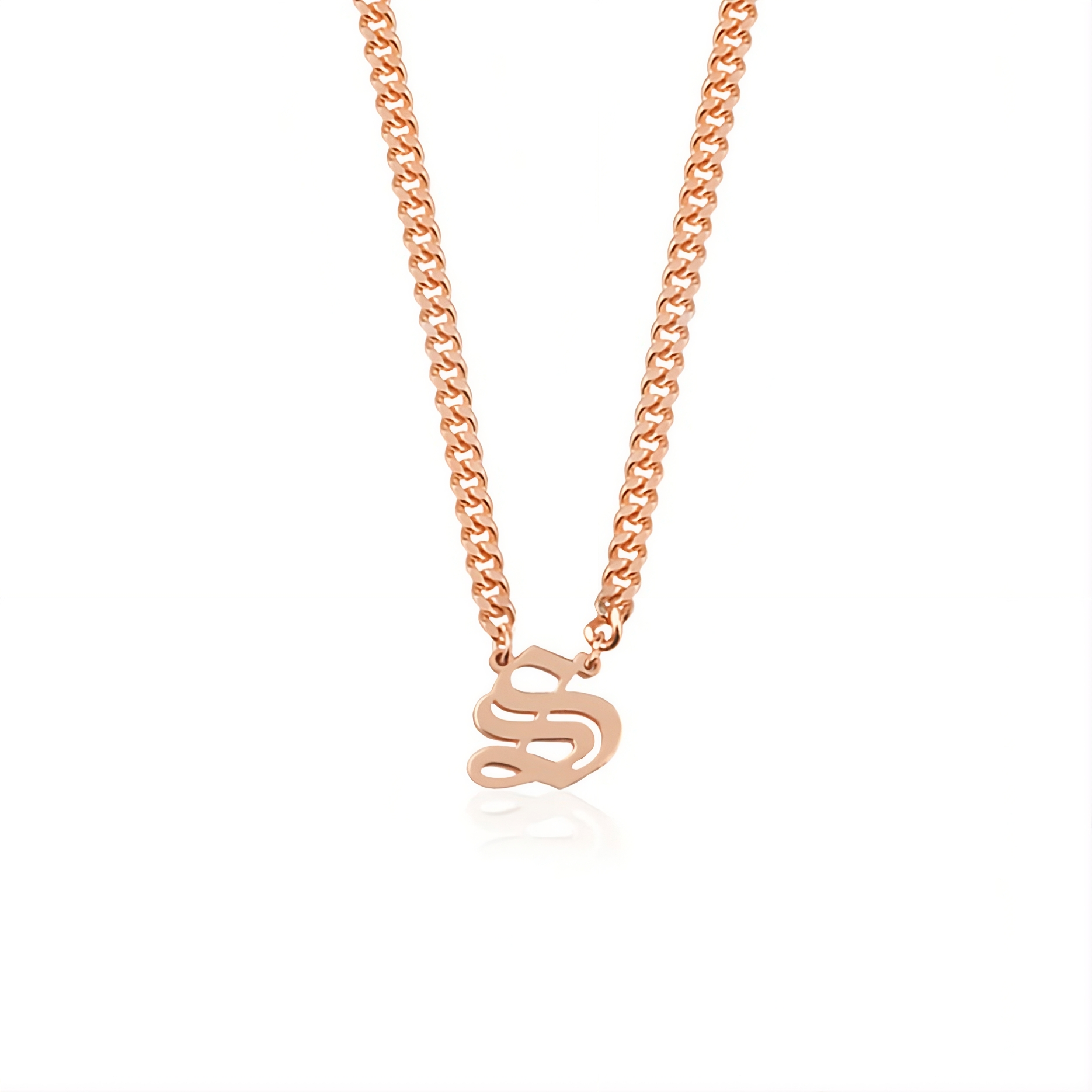 Gothic Letter Necklace w/ Cuban Chain