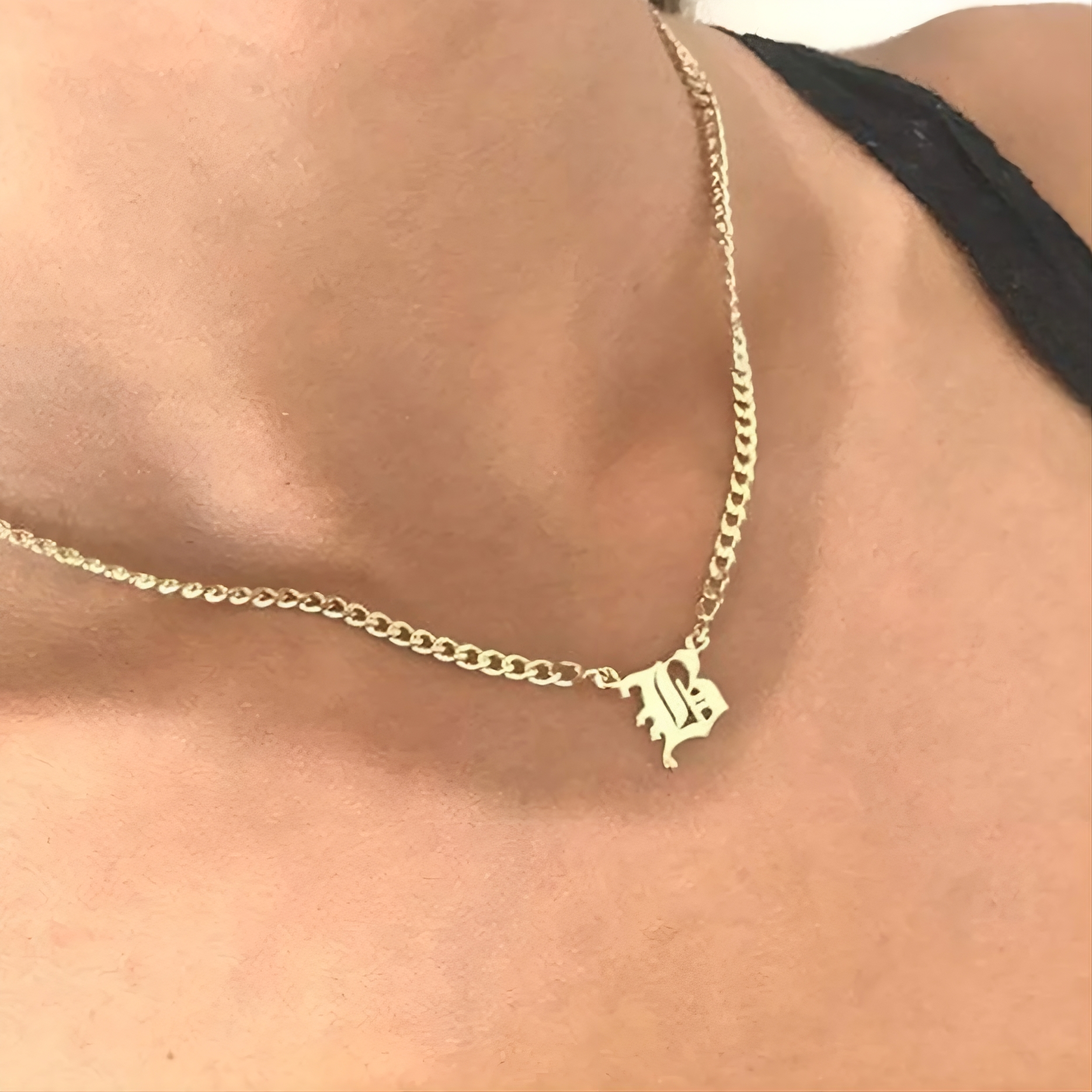 Gothic Letter Necklace w/ Cuban Chain