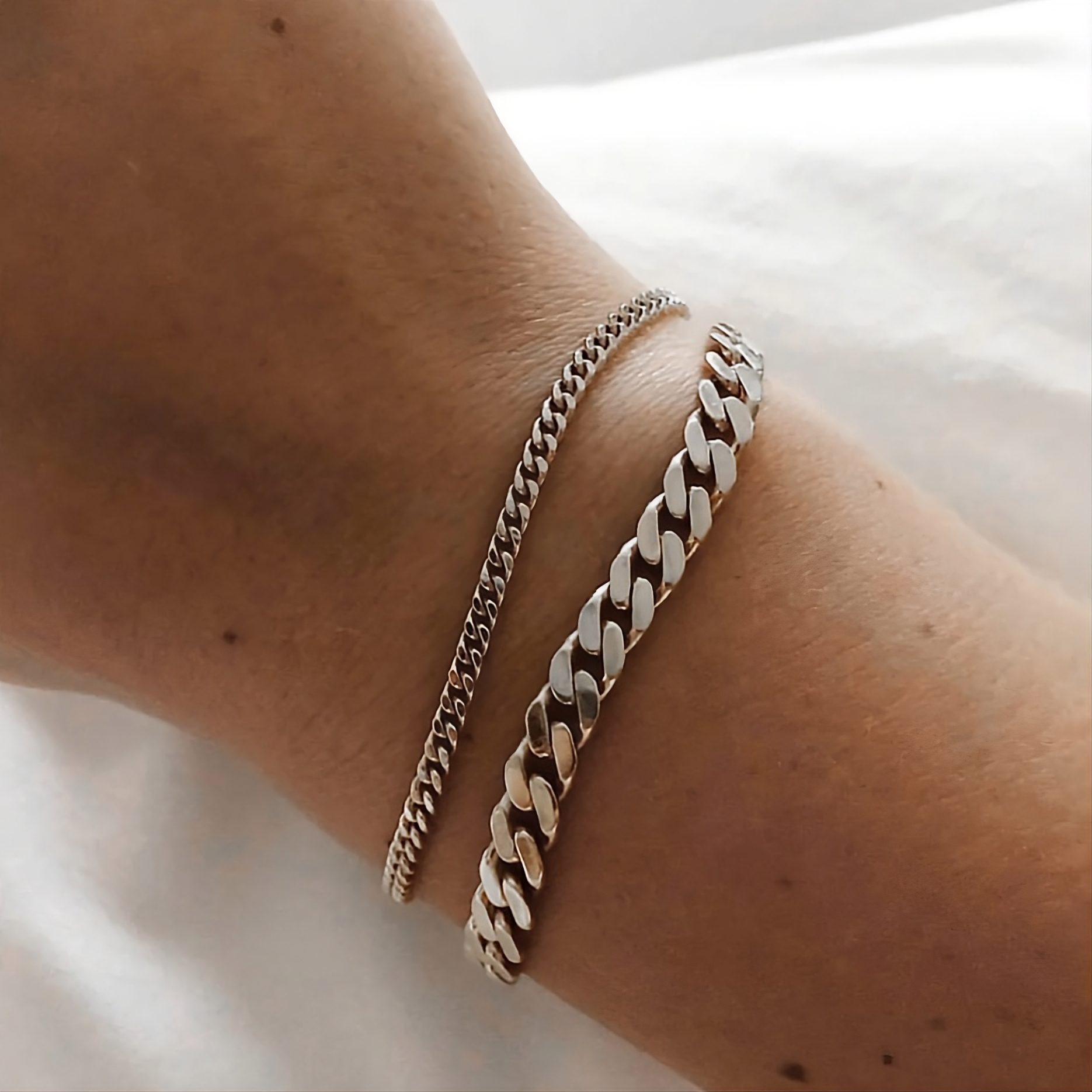Two Curb Chain Bracelet