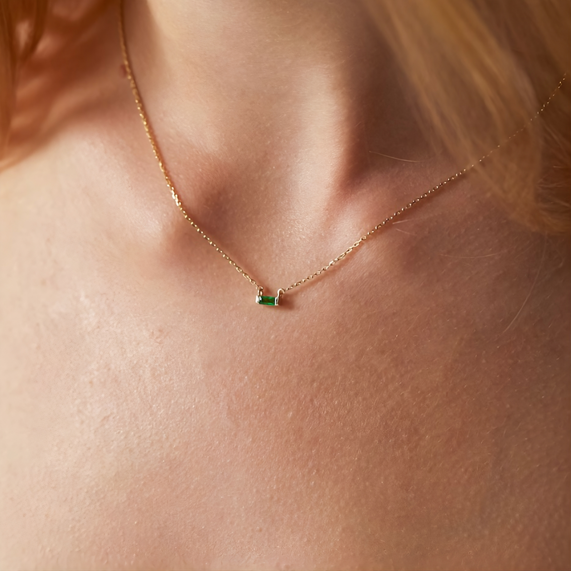 Baguette Birthstone Necklace