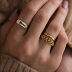14K Solid Gold Baguette Stone Ring