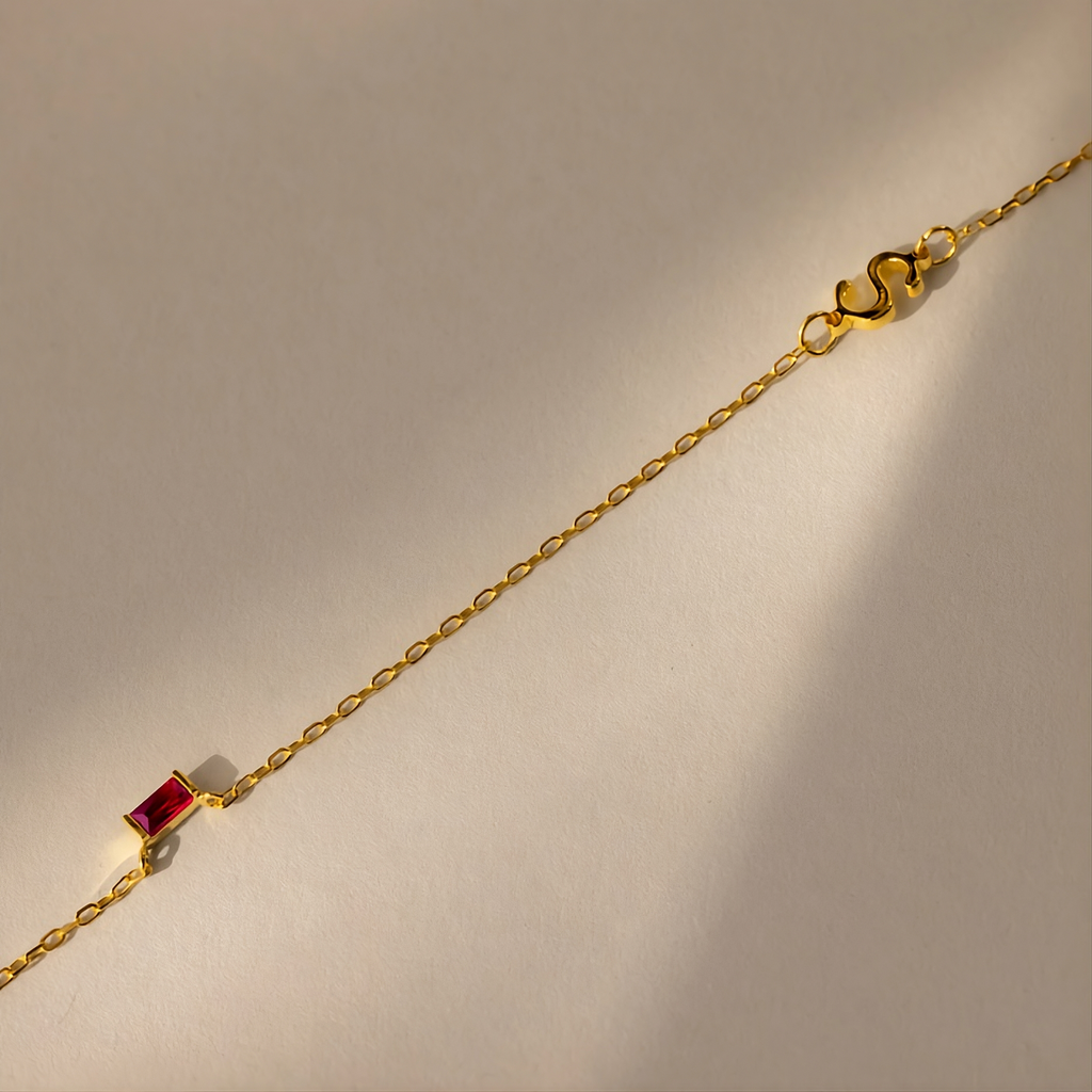 Initial Baguette Birthstone Necklace