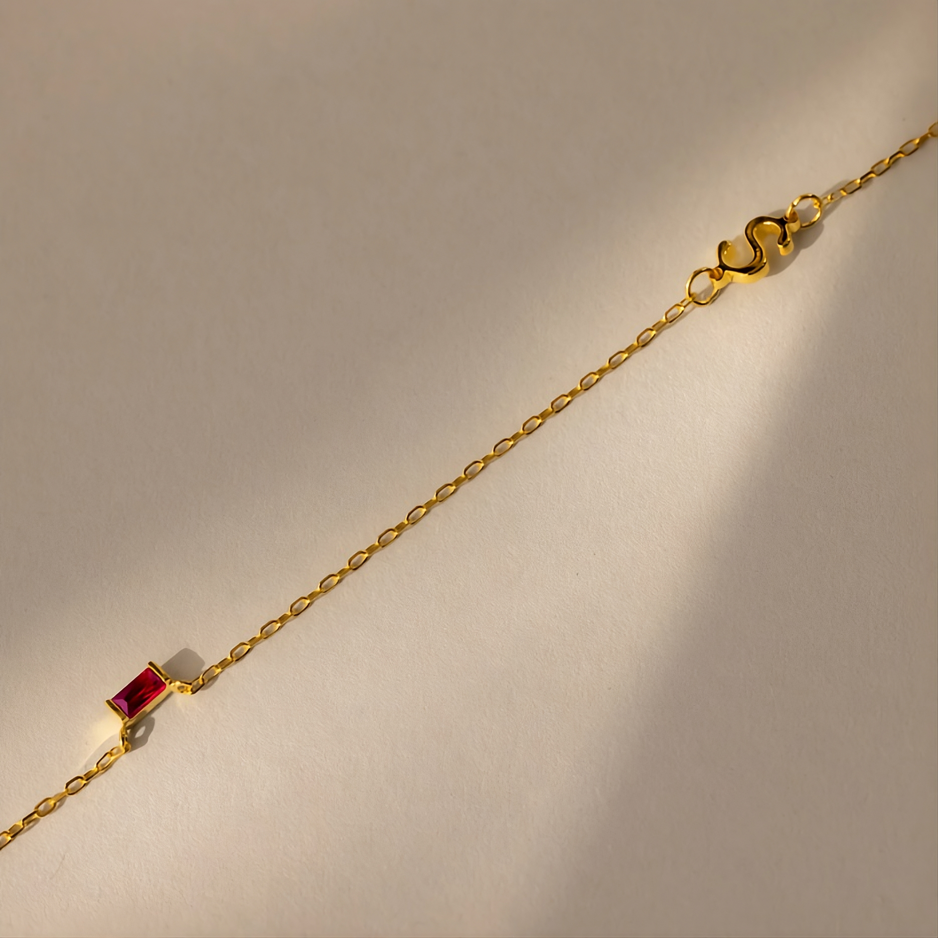 Initial Baguette Birthstone Necklace