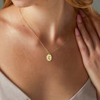 Oval Birth Flower Necklace