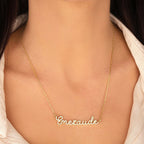 Name Necklace with CZ Stone