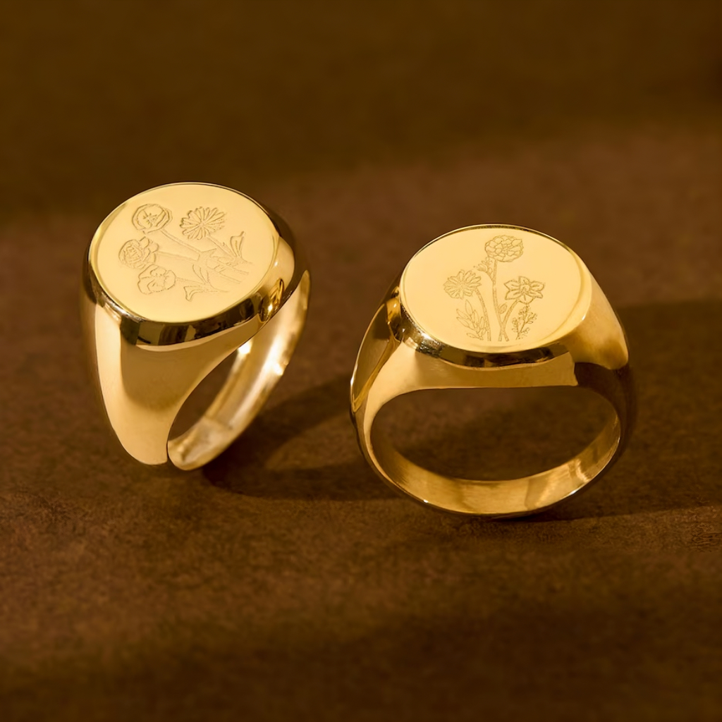Birth Flower Gold Ring