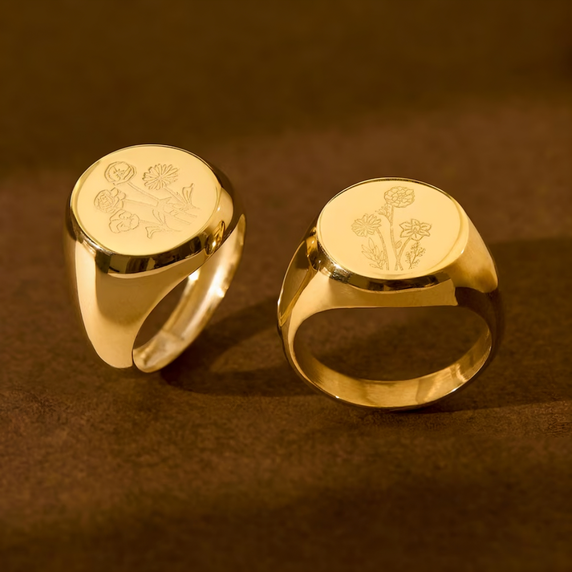 Birth Flower Gold Ring
