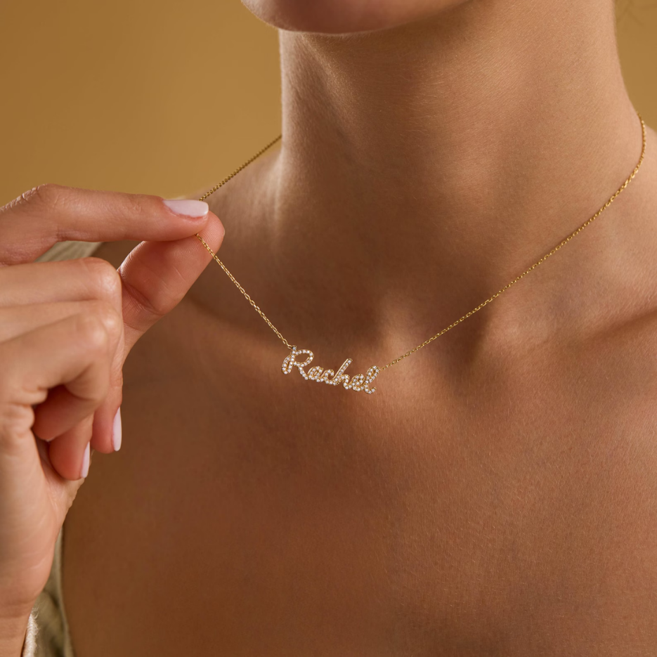 Elegant Pave Name Necklace