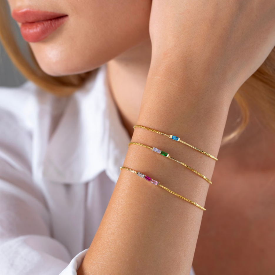 Baguette Birthstone Bracelet