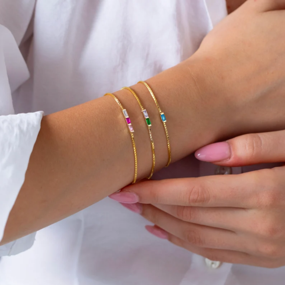 Baguette Birthstone Bracelet