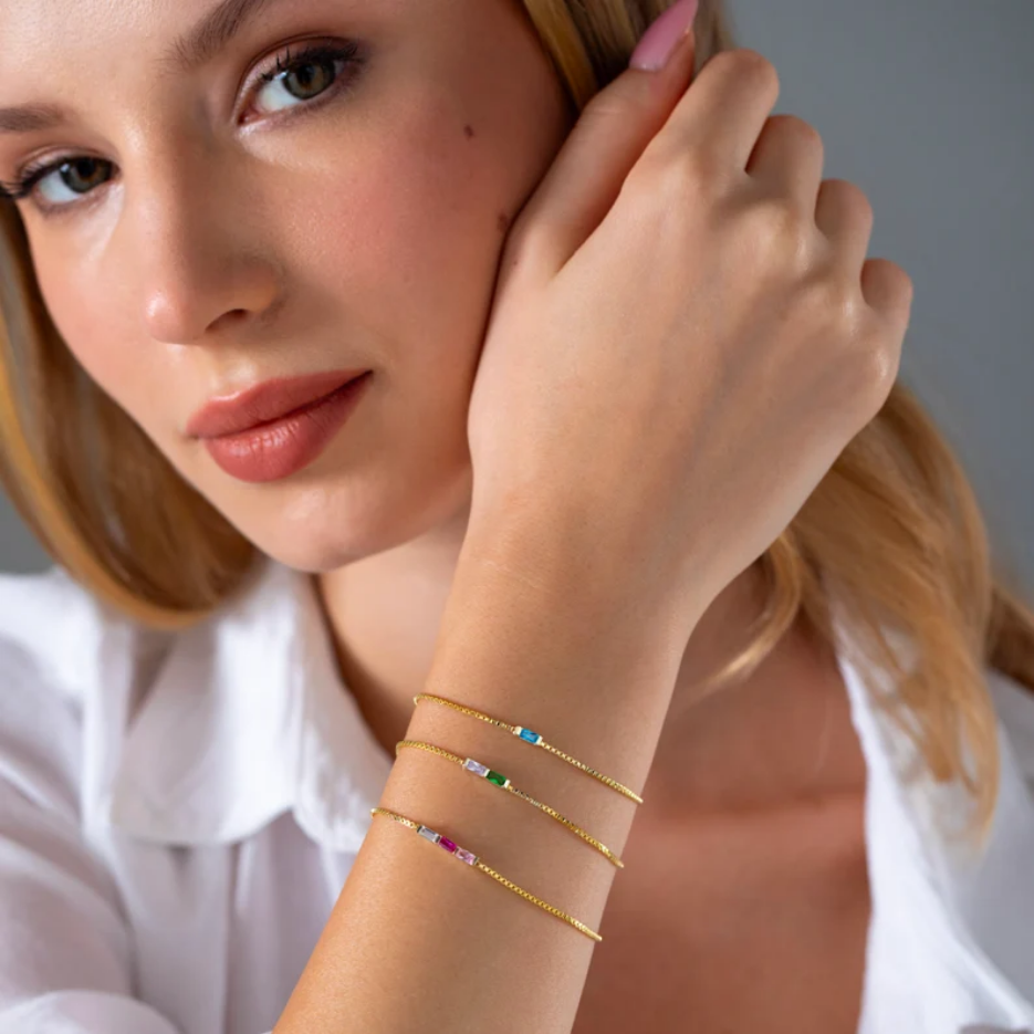 Baguette Birthstone Bracelet