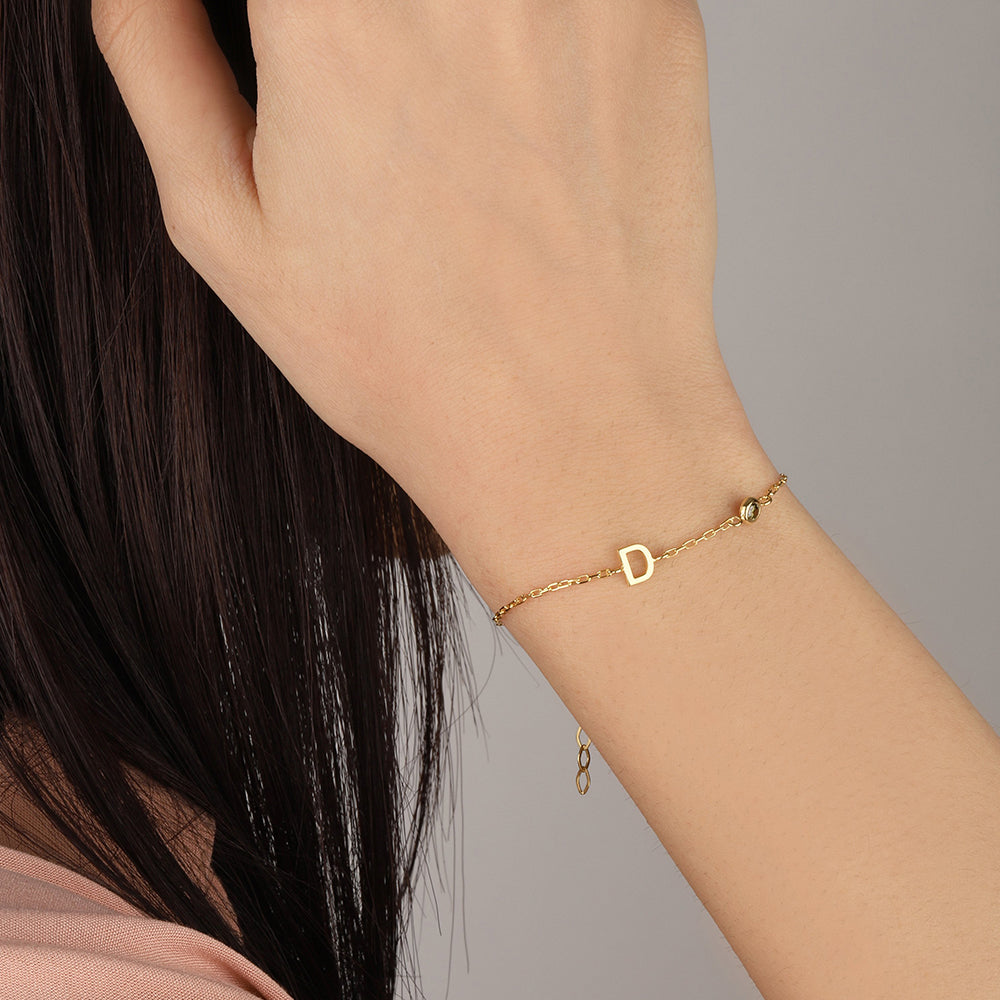 Initial Bracelet with Birthstone