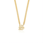 Gothic Letter Necklace w/ Cuban Chain