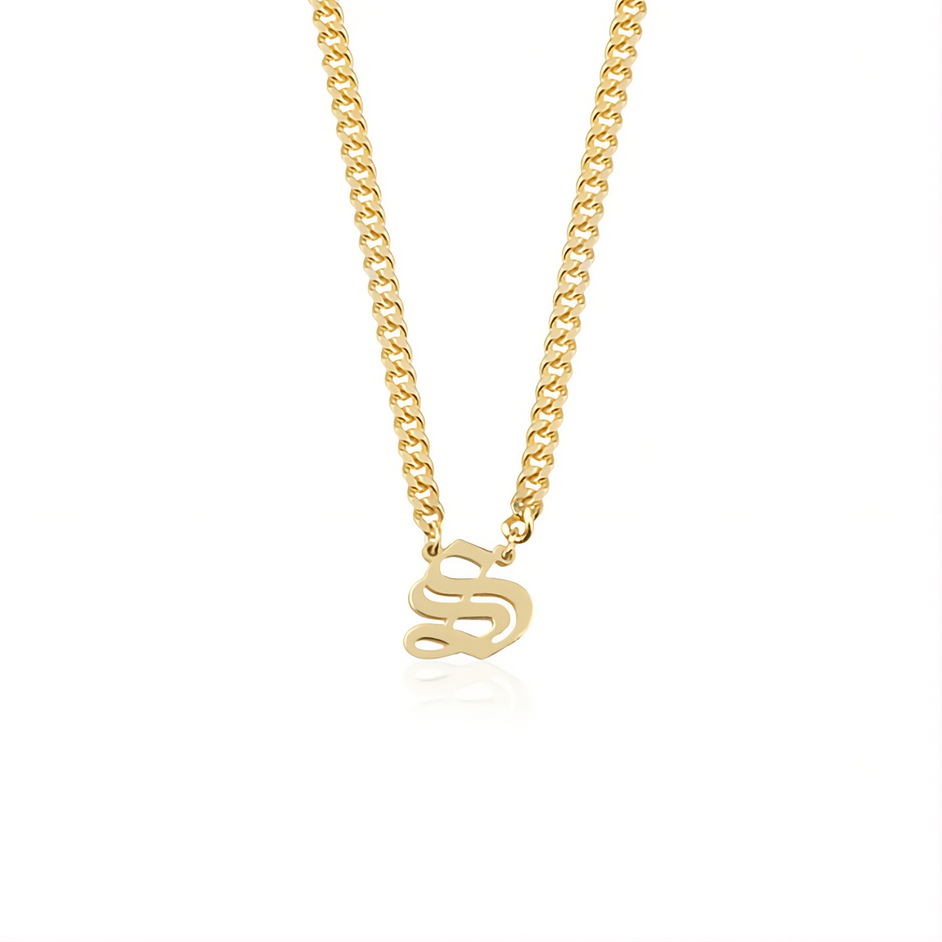 Gothic Letter Necklace w/ Cuban Chain