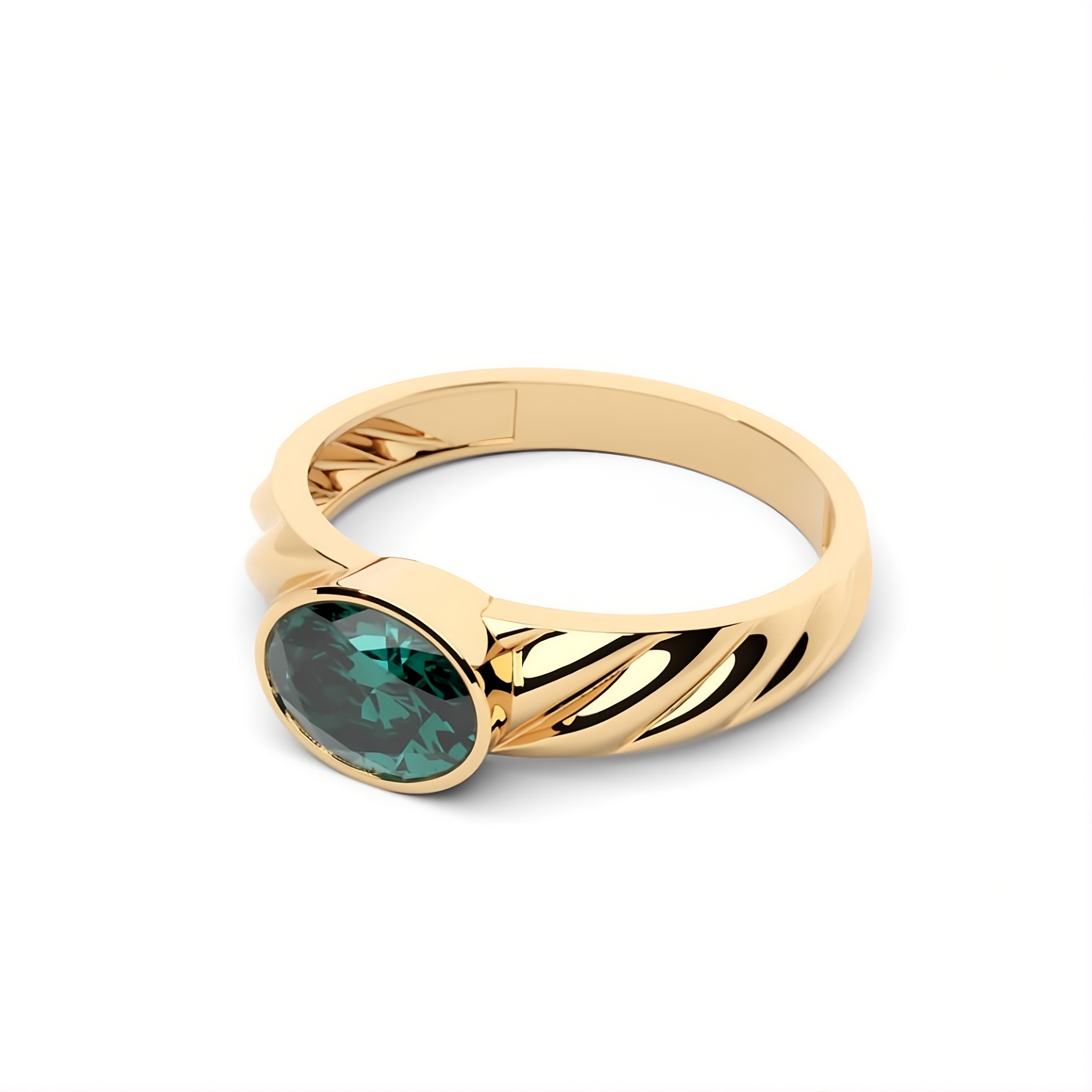 Round Green Stone Ring