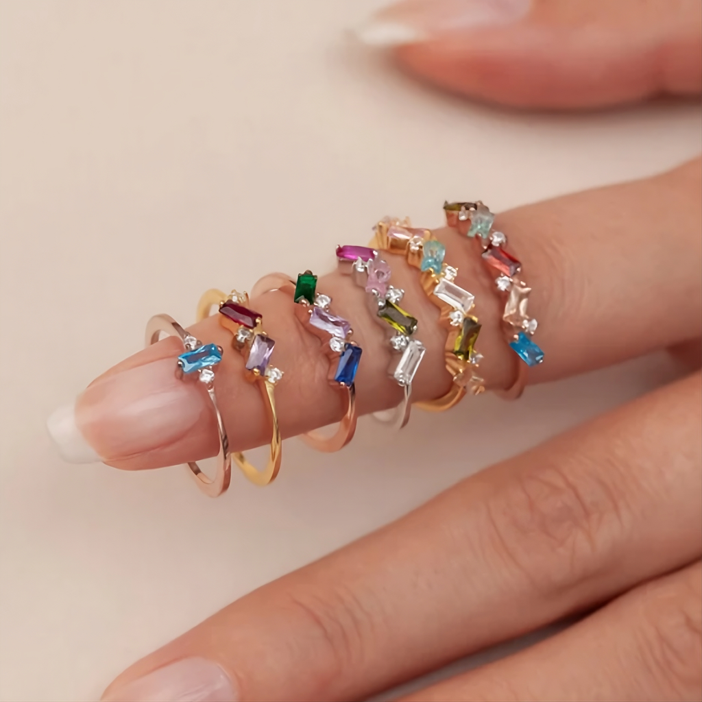 Birthstone Baguette Ring