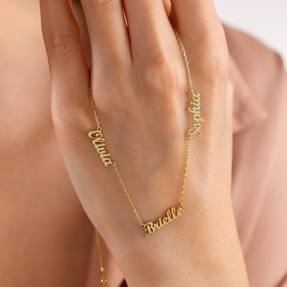 14k Solid Gold Multiple Name Necklace